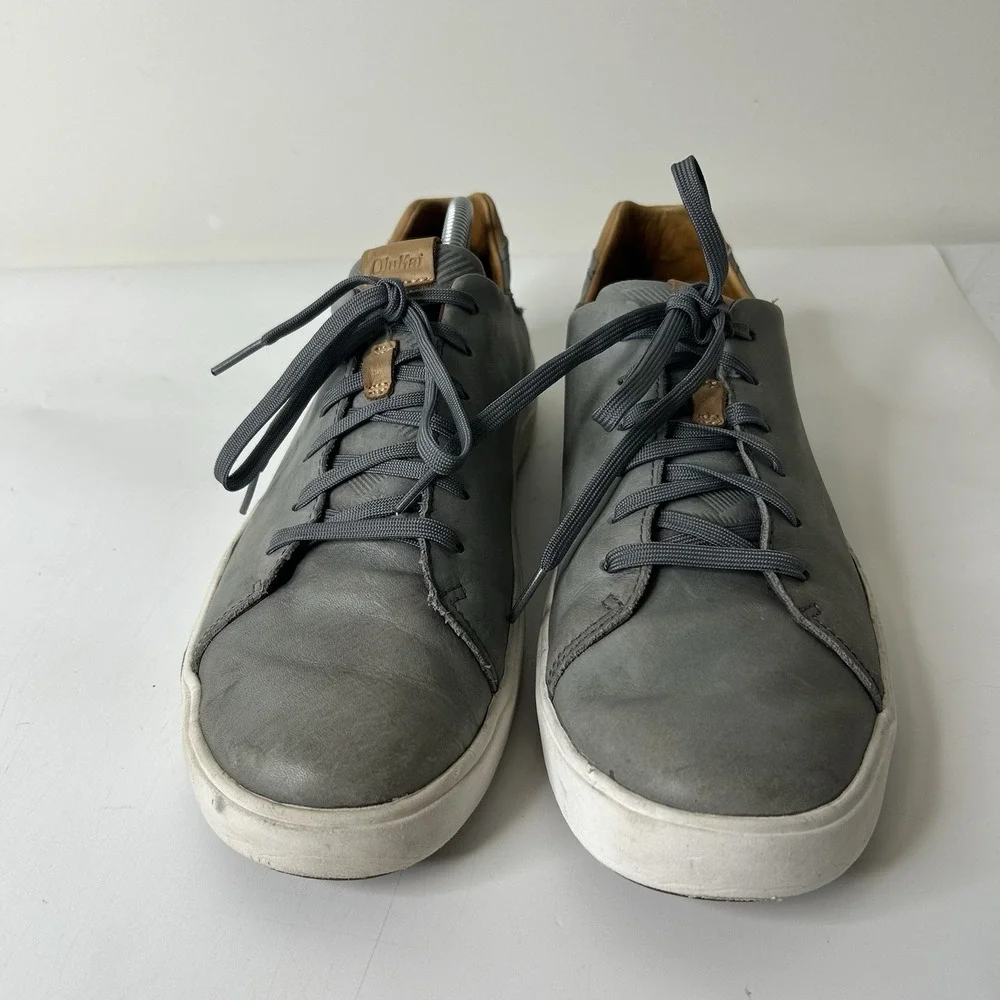 Olukai Lae'ahi Li 'Ili Men's 10.5 Marbled Blue/Gray Leather Lace Up Sneakers